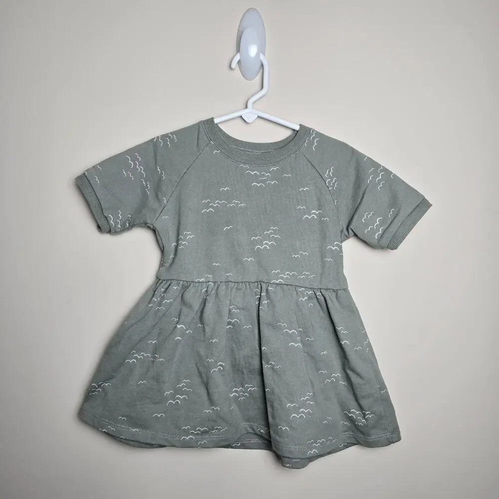Rylee & Cru Raglan Dress in Flock Size 18/24m Birds Blue White